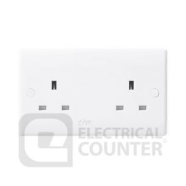 BG Electrical 824 Moulded White Round Edge 2 Gang 13A Unswitched Socket image
