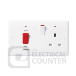 BG Electrical 870 Moulded White Round Edge 45A Switch 13A Switched Socket Neon Cooker Control Unit image