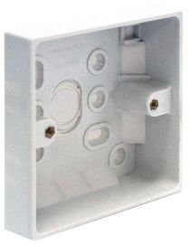 BG Electrical 903 Moulded White Square Edge 1 Gang 19mm Plate Switch Pattress image