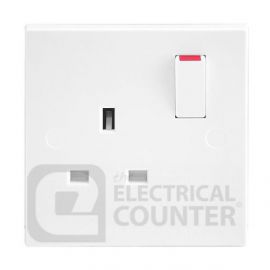 BG Electrical 921DP Moulded White Square Edge 1 Gang 13A 2 Pole Switched Socket