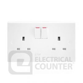 BG Electrical 922 Moulded White Square Edge 2 Gang 13A 1 Pole Switched Socket image