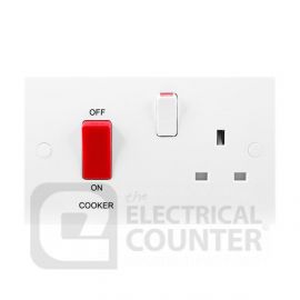 BG Electrical 971 Moulded White Square Edge 45A Switch 13A Switched Socket Cooker Control Unit image