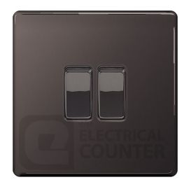 BG Electrical FBN42 Nexus Flatplate Screwless 5 Pack Black Nickel 2 Gang 20A 16AX 2 Way Light Switch (5 Pack, 6.04 each)