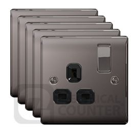 BG NBN21B 5 Pack Nexus Metal Black Nickel 1 Gang 13A Switched Socket (5 Pack, 5.91 each) image