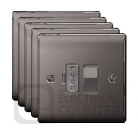 BG NBN50 5 Pack Nexus Metal Black Nickel 13A Switched Fused Spur Unit (5 Pack, 5.69 each) image