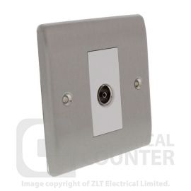 BG NBS62W Nexus Metal Brushed Steel 1 Gang Isolated Co-Axial Socket - White Insert image