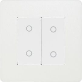 BG PCDCLTDS2W Pearlescent White Evolve 2 Gang 200W Trailing Edge Secondary Touch Dimmer - White Insert image