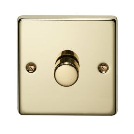 Crabtree 1100W/PBLED Raised Polished Brass 1 Gang 5-100W LED Intelligent Dimmer Switch