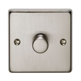 Crabtree 1100W/SSLED Raised Stainless Steel 1 Gang 5-100W LED Intelligent Dimmer Switch image