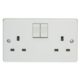 Crabtree 4306/D Capital White 2 Gang 13A 2 Pole Switched Socket image