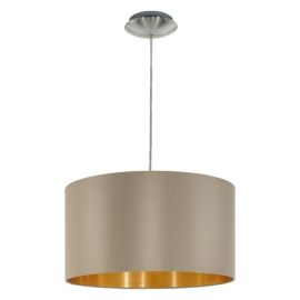 Maserlo Satin Nickel, Taupe-Gold Fabric Pendant Light 60W E27, 380mm