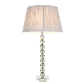 Endon Lighting 100342 Adelie & Freya Grey Green Crystal 7W E14 12-Inch Silver Silk Shade Table Lamp image