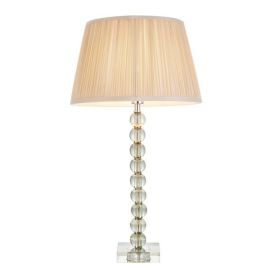 Endon Lighting 100344 Adelie & Freya Grey Green Crystal 7W E14 12-Inch Oyster Silk Shade Table Lamp