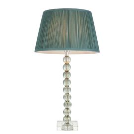 Endon Lighting 100345 Adelie & Freya Grey Green Crystal 7W E14 12-Inch Fir Silk Shade Table Lamp image