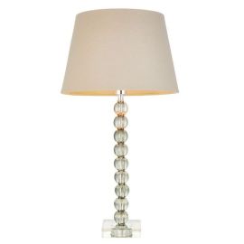 Endon Lighting 100347 Adelie & Cici Grey Green Crystal 7W E14 12-Inch Grey Fabric Shade Table Lamp