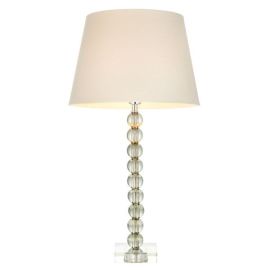 Endon Lighting 100348 Adelie & Cici Grey Green Crystal 7W E14 12-Inch Ivory Fabric Shade Table Lamp image