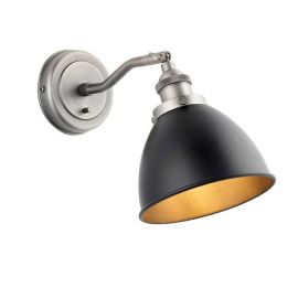 Endon Lighting 98751 Franklin Aged Pewter/Matt Black 7W E14 Adjustable Wall Light with Toggle Switch image