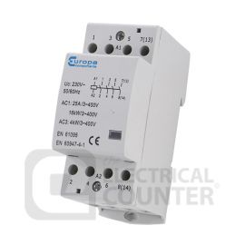 Europa EUC3-40-4P 4 Pole N-O 40A Modular Contactor 230V AC Coil
