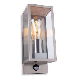 Stainless Steel Dallas IP44 E27 Wall Light with PIR 1 x 60W