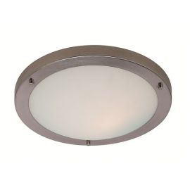 Brushed Steel Rondo LED Flush Fitting with Opal Glass 11W 3000K