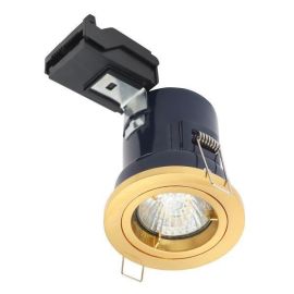 Forum Lighting ELA-27465-SATBRS Satin Brass Fixed LED Ready GU10 Fire Rated Downlight 50W 240V