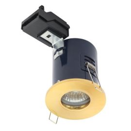 Forum Lighting ELA-27467-SATBRS Satin Brass IP65 LED Ready GU10 Fire Rated Downlight 50W 240V