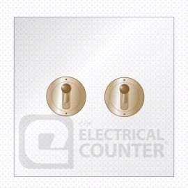 Forbes & Lomax 2GTI Invisible 2 Gang 20AX 1x 2-Way 1x Intermediate Dolly Toggle Switch - Brass Toggle image