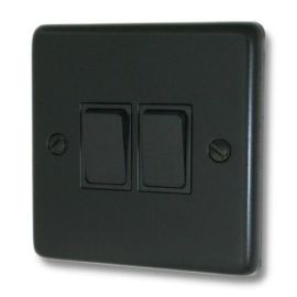 G and H Electrical CFB2B Contour Flat Black 2 Gang Black Light Switch image