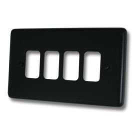 G and H Electrical CFB94 Contour Flat Black 4 Gang Grid Plate