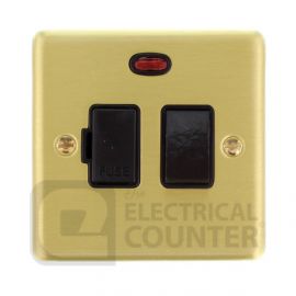Satin Brass Fused Connection Spur Unit Switched & Neon - Black Insert image