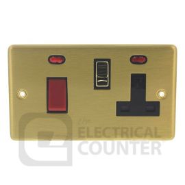 Satin Brass Contour 45A Switch with 13A Socket