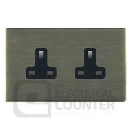 Hamilton 89CUS99B Sheer CFX Antique Brass 2 Gang 13A Unswitched Socket - Black Insert image