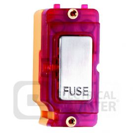 Grid-IT Satin Steel 13A Fuse Grid Fix Module with a Red Neon image