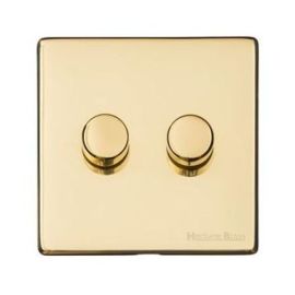 Heritage Brass X01.270.400 Vintage Polished Brass 2 Gang 400W Leading Edge Dimmer Switch