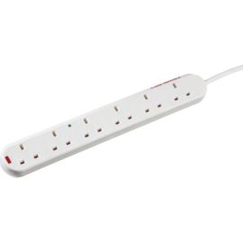 Knightsbridge 2006S2M White 6 Gang 13A 2000mm Cable Surge Protected Neon Extension Lead image
