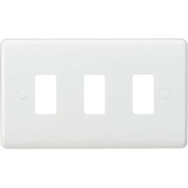 Knightsbridge CUG3 Grid White 3 Aperture Curved Edge Front Plate image