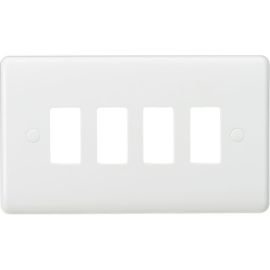 Knightsbridge CUG4 Grid White 4 Aperture Curved Edge Front Plate image