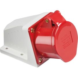 Knightsbridge IN0019 Red IP44 415V 16A 3 Pole Neutral Earth Angled Surface Mount Socket