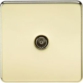 Knightsbridge SF0100PB Screwless Polished Brass 1 Gang Non-Isolated TV Outlet image