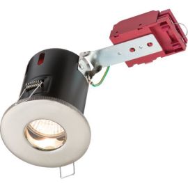 Knightsbridge VFRSHGICCBR Brushed Chrome IP65 35W Max 87mm Dimmable LED GU10 IC Fire Rated Shower Downlight image