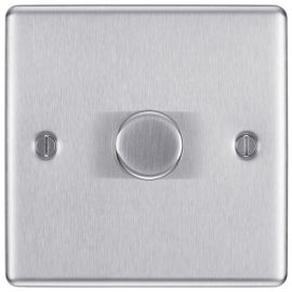 Matrix MT1GDIMBS Brushed Steel 1 Gang 200W 2 Way Intelligent Push LED Dimmer Switch image