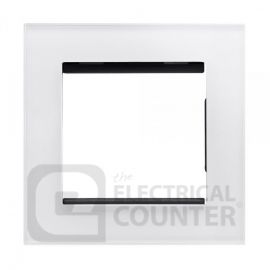 White 2 Gang 50x50mm Module Plate with Glass Surround