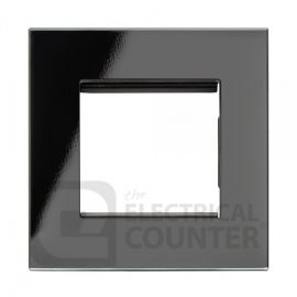 Black 2 Gang 50x50mm Module Plate with Glass Surround