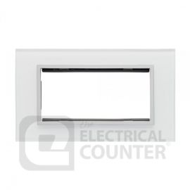 White 4 Gang 100x50mm Module Plate with Chrome Trim and Glass Surround