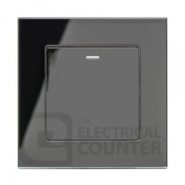Black 1 Gang Intermediate Mechanical Switch with Glass Surround image