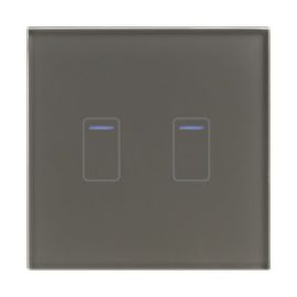 Retrotouch 01414 Crystal Grey 2 Gang 3-300W 1 Way Touch LED Light Switch