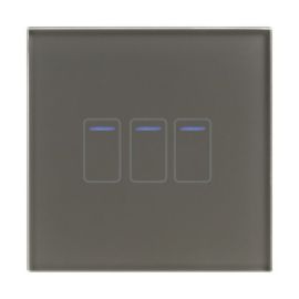 Retrotouch 01417 Crystal Grey 3 Gang 3-800W 2 Way Touch LED Light Switch image