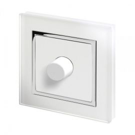 White 1 Gang 2 Way Rotary LED Intelligent Dimmer with Chrome Trim image