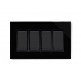 Black 4 Gang 2 Way Switch on Double Plate with Glass Surround image