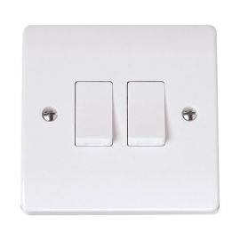 Click CCA012 Curva White Plastic 2 Gang 10AX 2 Way Plate Switch image